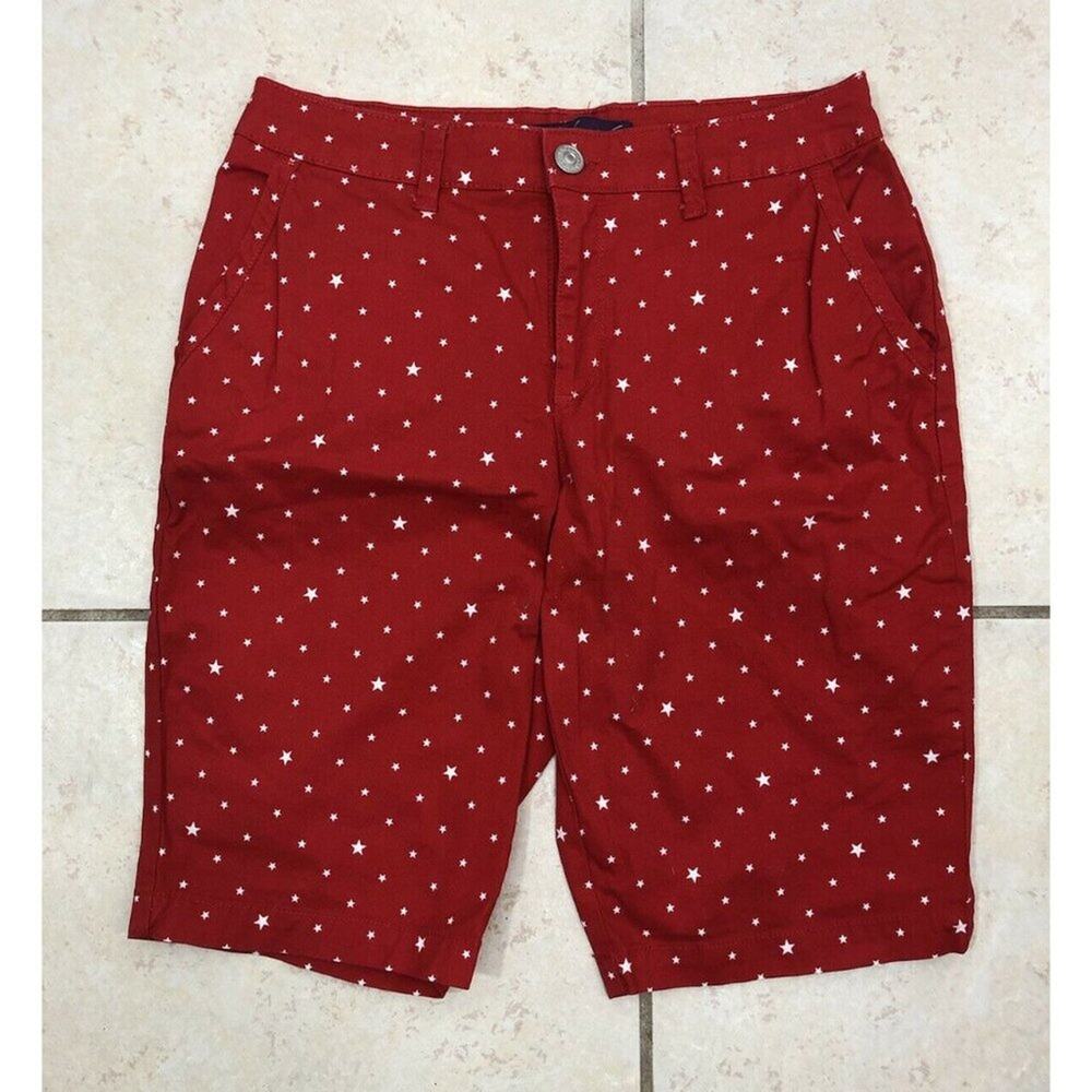 Gloria Vanderbilt Shorts Star Print Bermuda Slight Stretch 4th July